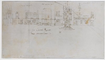 The Fountain Court, Hampton Court Palace, ca. 1544 (penn og blekk og blyant på papir) av Anthonis van den Wyngaerde