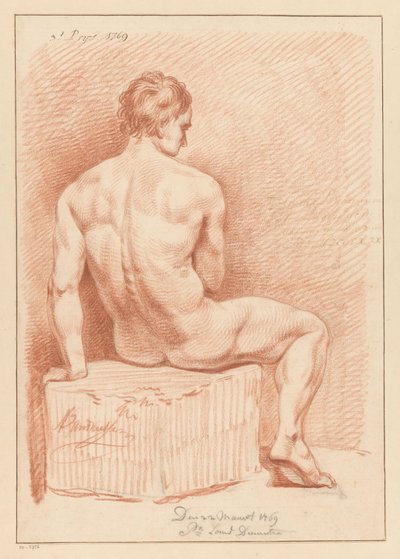 Sittende mann naken, sett fra baksiden (3. pris 1769) av Anthony Andriessen