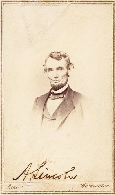 Abraham Lincoln, signert carte-de-visite, 1864 av Anthony Berger