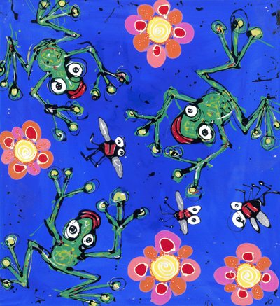 Frog Wallpaper, 2008 (emaljert akrylglidelås på lerret) av Anthony Breslin