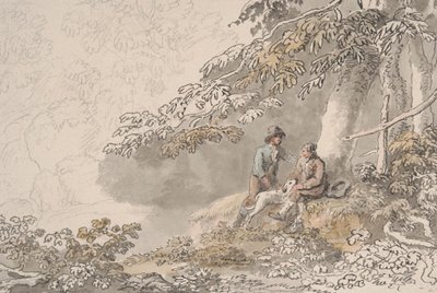 To gutter og en hund i en skog av Anthony Devis