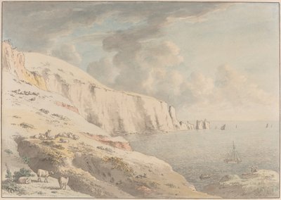 Utsikt over nålene og de hvite klippene tatt fra Allum Bay, Isle of Wight av Anthony Devis