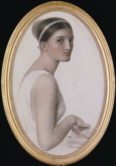 Et ideelt hode (blyant og kritt på papir) av Anthony Frederick Augustus Sandys