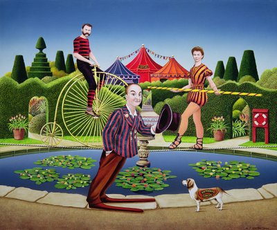Circus Performers, 1979 (akryl om bord) av Anthony Southcombe
