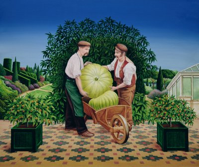 Gardeners, 1990 (akryl om bord) av Anthony Southcombe