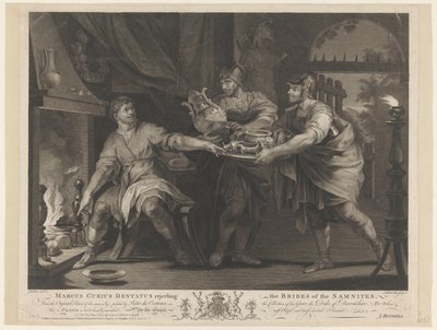 Manius Curius Dentatus weigert de geschenken van de Samnieten Marcus Curius Dentatus avviser bestikkelser fra samnittene (tittel på objekt) av Anthony Walker