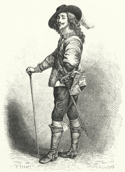 Charles I, konge av England, Skottland og Irland (gravering) av Anthony van (after) Dyck