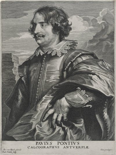Paulus Pontius (gravering på lagt papir) av Anthony van (after) Dyck