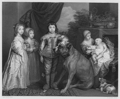 Familien til Charles 1, fra bildet i Royal Collection (gravering) av Anthony van (after) Dyck