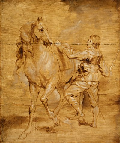 En mann som setter opp en hest, ca. 1630. av Anthony van Dyck