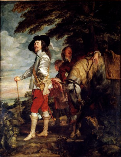 Popportrett i full lengde av Charles I av England, også kjent som kongen på jakt, ca. 1635 (olje på lerret) av Anthony van Dyck