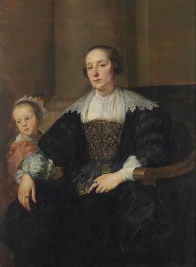 Portrett av Anna van Thielen, kone til maleren Theodoor Rombouts, med datteren Anna Maria Portrett av Anna van Thielen, kone til maleren Theodor Rombouts med datteren Anna Maria av Anthony van Dyck