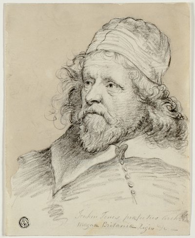 Inigo Jones (rekto); Skisse av kvinnelig hode (verso) av Anthony van Dyck