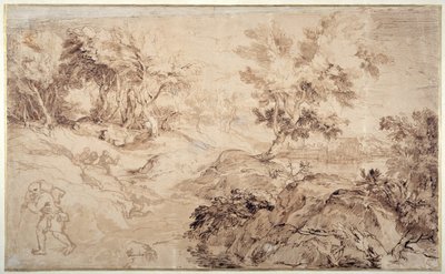 Landskap som Titian (penn og blekk på papir) av Anthony van Dyck