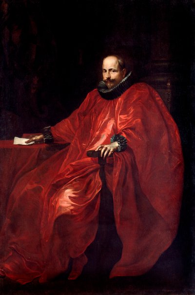 Portrett av Agostino Pallavicino (1577-1649) i ambassadørens kjole til pave Gregoire XV, maleri av Antonie Van Dyck (1599-1641) Søn. 219,5x148 cm Genes, Galleria di Palazzo Bianco av Anthony van Dyck