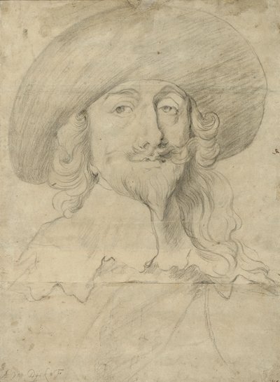 Portrett av Charles I (kritt på papir) av Anthony van Dyck