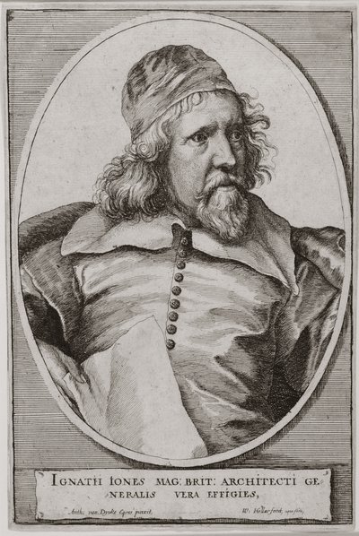 Portrett av Inigo Jones (1573-1652) gravert av Wenceslaus Hollar (1607-77) 1655 av Anthony van Dyck