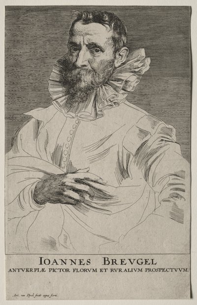 Portrett av Jan Brueghel. av Anthony van Dyck