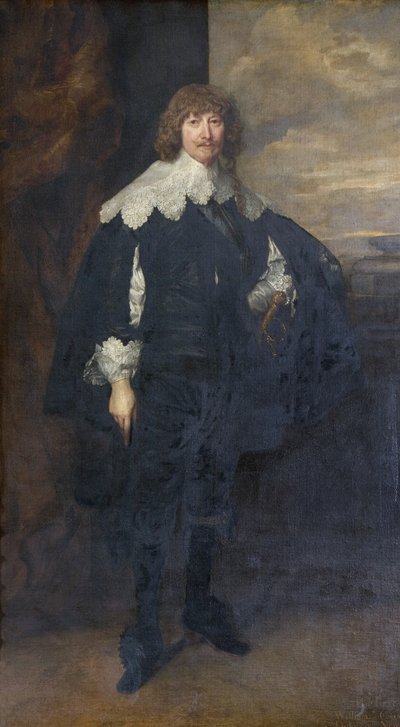 Portrett av William Cavendish, endret med blått ramme av Anthony van Dyck