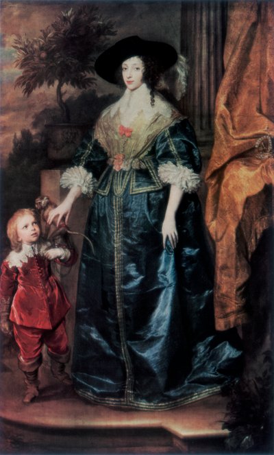 Dronning Henrietta Maria og hennes dverg Sir Jeffrey Hudson, c1633, 1927 av Anthony van Dyck