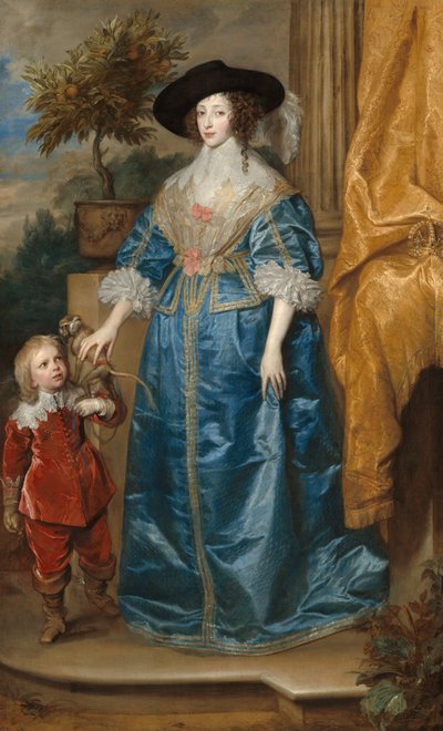 Dronning Henrietta Maria med Sir Jeffrey Hudson, 1633. av Anthony van Dyck