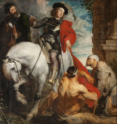 Sankt Martin av Tours deler kappen sin av Anthony van Dyck