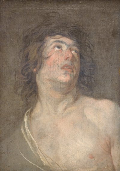 Studieleder til en ung mann som ser oppover. St Sebastian av Anthony van Dyck