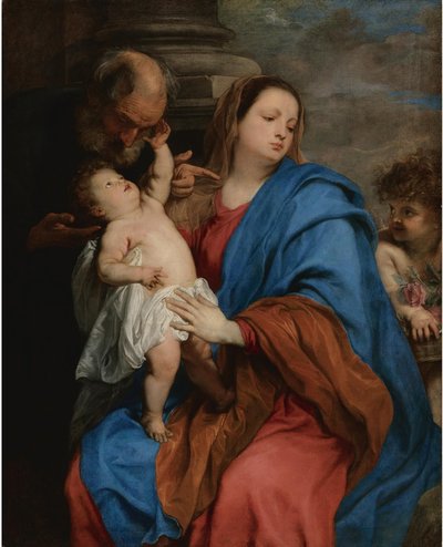 Den hellige familie med en engel av Anthony van Dyck