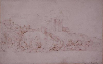 Ypres Tower, Rye, sett fra sør (penn og blekk på papir) av Anthony van Dyck