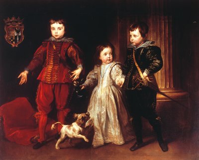 Tre barn med hund, av Anthony van Dyck (1599-1641) av Anthony van Dyck