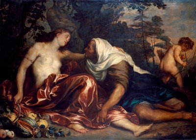 Vertumne og Pomone (Jupiter og Ceres): Vertumne, forelsket i nymfen Pomone, forkler seg som en gammel kvinne for å nærme seg henne. Maleri av Antonie Van Dyck (1599-1641) 1623-1625 Søn. 141x197 cm Genes, Galleria di Palazzo Bianco av Anthony van Dyck
