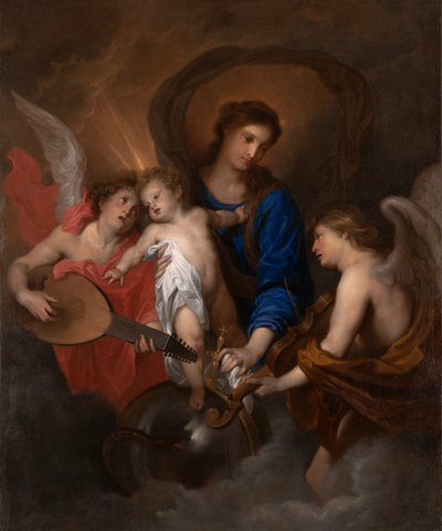 Jomfru og barn med musikkskapende engler av Anthony van Dyck