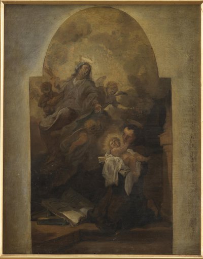 Jomfru og barn med Saint Francis av Anthony van Dyck