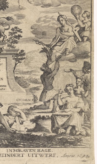 Allegory of Botany Tittelside for: Theodorus Schoon, True Practice and Analysis of Plants, 1692 av Anthony van Zijlvelt