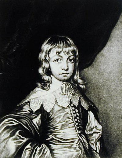 Portrett av George, hertug av Buckingham (1592-1628) gravert av Robert Dunkarton (1744-c.1817) fra Illustrious Characters in British History (mezzotint) av Anthony van after Dyck