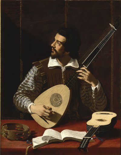 Theorbo-spilleren, ca. 1611 av Antiveduto Gramatica
