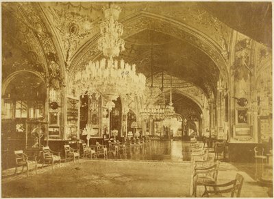 Talar-i Muzeh, også kalt Talar-i Salam (publikumssal), Gulistan Palace, Teheran, 1880-90 av Antoin Sevruguin