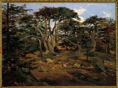 De gamle sedertre på Libanonfjellet ved Boumana Maleri av Antoine Alphonse Montfort (1802-1884) 1800-tallets søn. 0,32x0,44 m Paris, Orsay-museet av Antoine Alphonse Montfort
