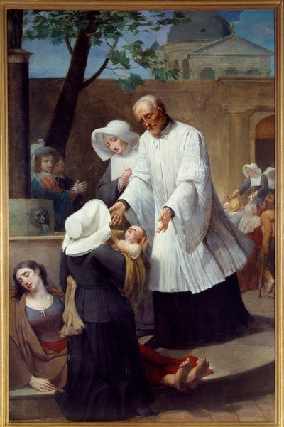 Saint Vincent de Paul (1581 - 1660) som tar seg av plantevernmidler (St Vincent de Paul Helping the Plague Ridden). Maleri av Antoine Ansiaux (1764-1840). Nantes, Museum of Fine Arts av Antoine Ansiaux