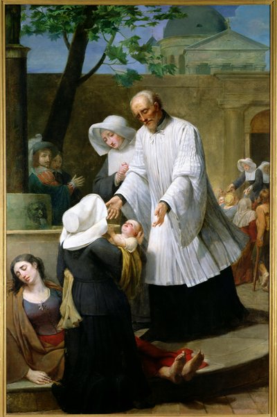 St. Vincent de Paul hjelper de pestrammede av Antoine Ansiaux