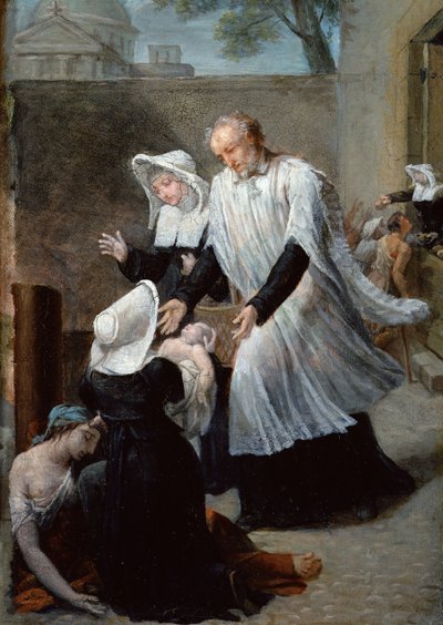 St. Vincent de Paul hjelper de pestrammede av Antoine Ansiaux