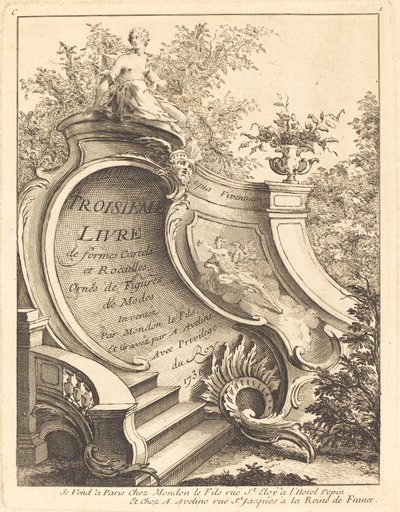 Third Book of Forms Cartels and Rocailles Tittelside, 1736. av Antoine Aveline