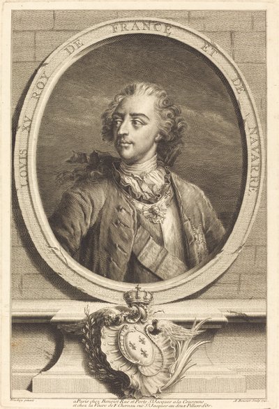 Ludvig XV, konge av Frankrike av Antoine Benoist after Jakob Christoffel Le Blon after Nicholas Blakey