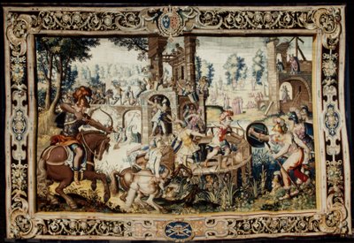 Øvelse i angrep og forsvar av en bastion, designet 1562–1565 (vevd 1611–1627) (ull og silke) av Antoine Caron