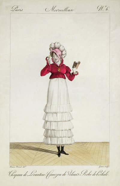 En dame i en levantinsk hatt, et lagdelt skjørt og en fløyelsjakke, plate 6 fra 