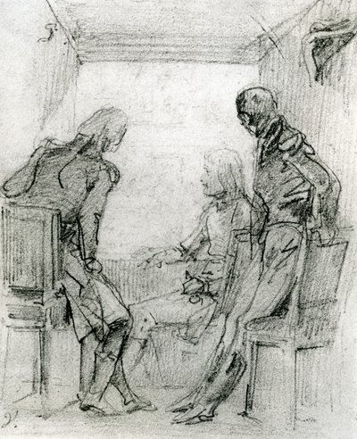 General Bonaparte ser på et skuespill på Comédie Française i Paris, sent på 1700-tallet (fargestift og kull på papir) av Antoine Charles Horace Vernet