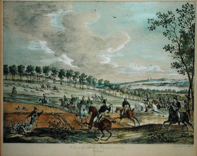 Jakt på hjort ved Verrieres, 29. april 1819 av Antoine Charles Horace Vernet