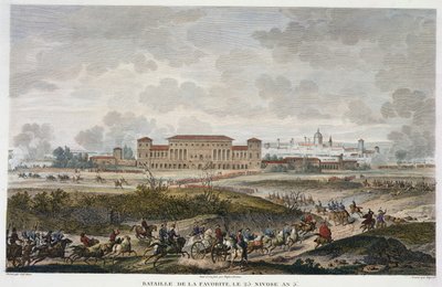 Slaget ved La Favorite, 25 Nivose, år 5 (januar 1797) gravert av Jean Duplessi-Bertaux (1747-1819) (akvatint) av Antoine Charles Horace Vernet
