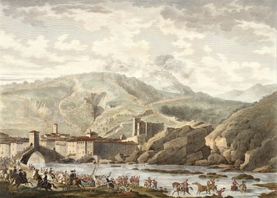 Slaget ved Millesimo, 25 Germinal, år 4 (april 1796) gravert av Jean Duplessi-Bertaux (1747-1819) (akvatint) av Antoine Charles Horace Vernet