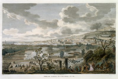Capture of Napoli, 2 Pluviose, år 7 (23. januar 1799) gravert av Jean Duplessi-Bertaux (1747-1819) (akvatint) av Antoine Charles Horace Vernet